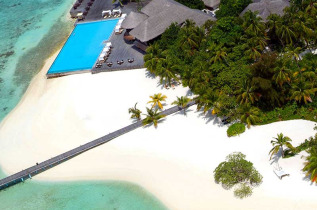Maldives - Coco Bodu Hithi - Vue aérienne de la plage
