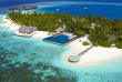 Maldives - Huvafen Fushi - Vue aérienne de la piscine, et du restaurant Celsius